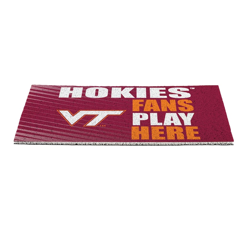 28 in. x 16 in. Virginia Tech "Fans Play Here" PVC Door Mat