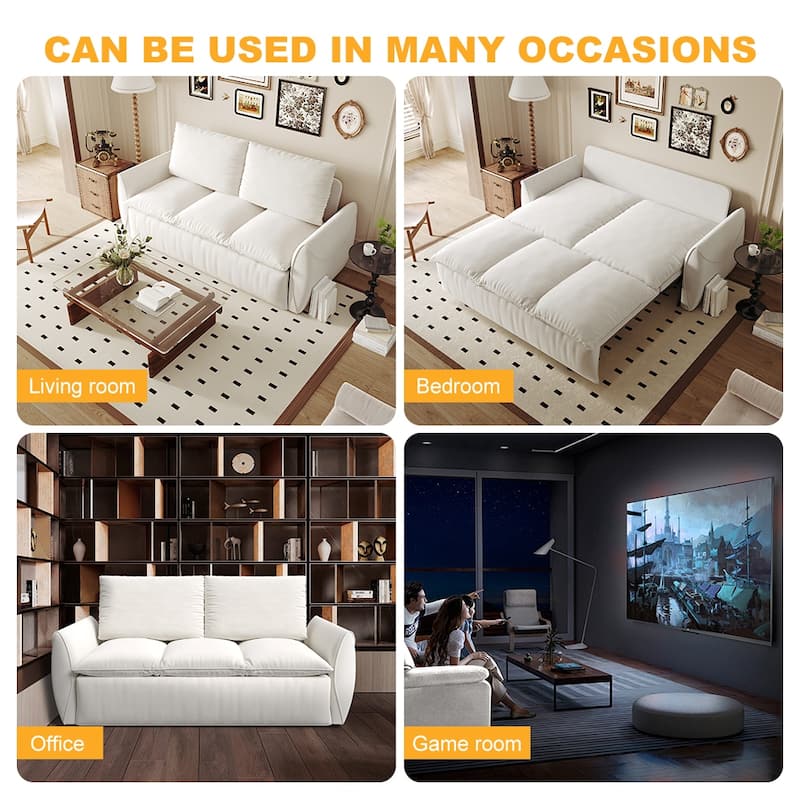 Velvet Loveseat Daybed, Pull Out Sofa Bed with Blanket Set, 3-Seat Convertible Sleeper Sofa with 2-in-1 Pillow