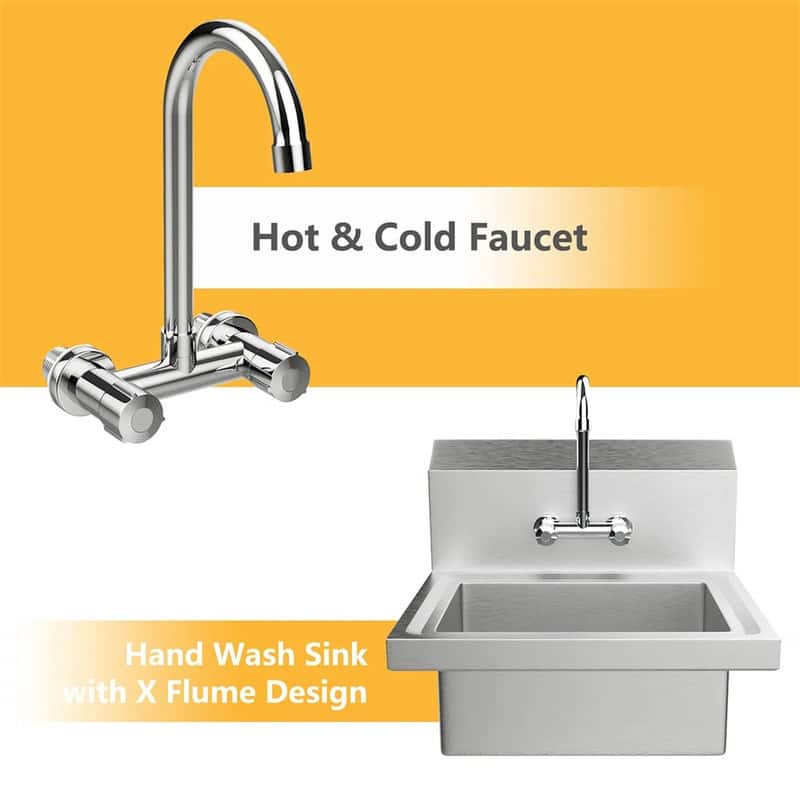 Wall Mount Stainless Steel Heavy Duty Hand Wash Sink with Faucet