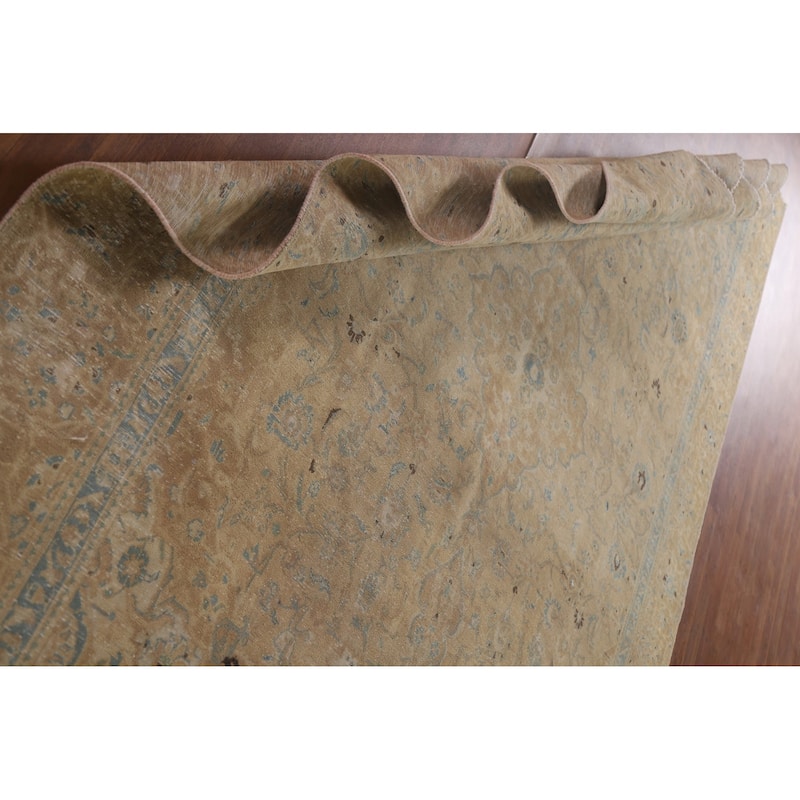 Hand Knotted Oriental 100% Wool Carpet Traditional Floral Beige & Ivories Kashan Area Rug - 10' 9'' X 7' 4''