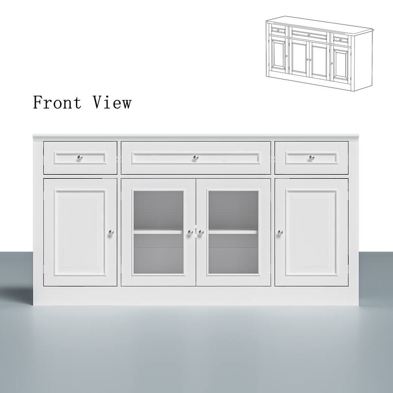 Media Wall Unit w/Spacious Storage White TV Stand Wall Storage Combo