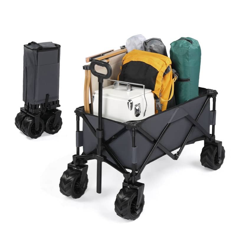 Garden Cart 220lbs Capacity Portable Collapsible Utility Wagon - N/A - Grey