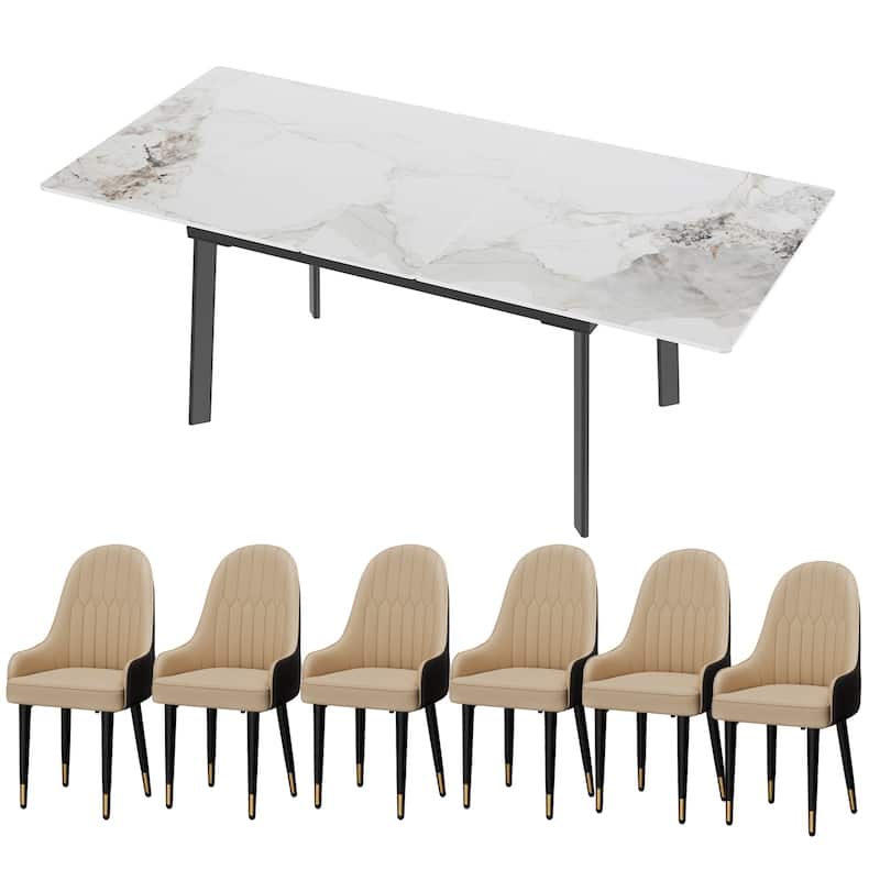 Sintered Stone Top Extendable Table and Chairs Dining Set