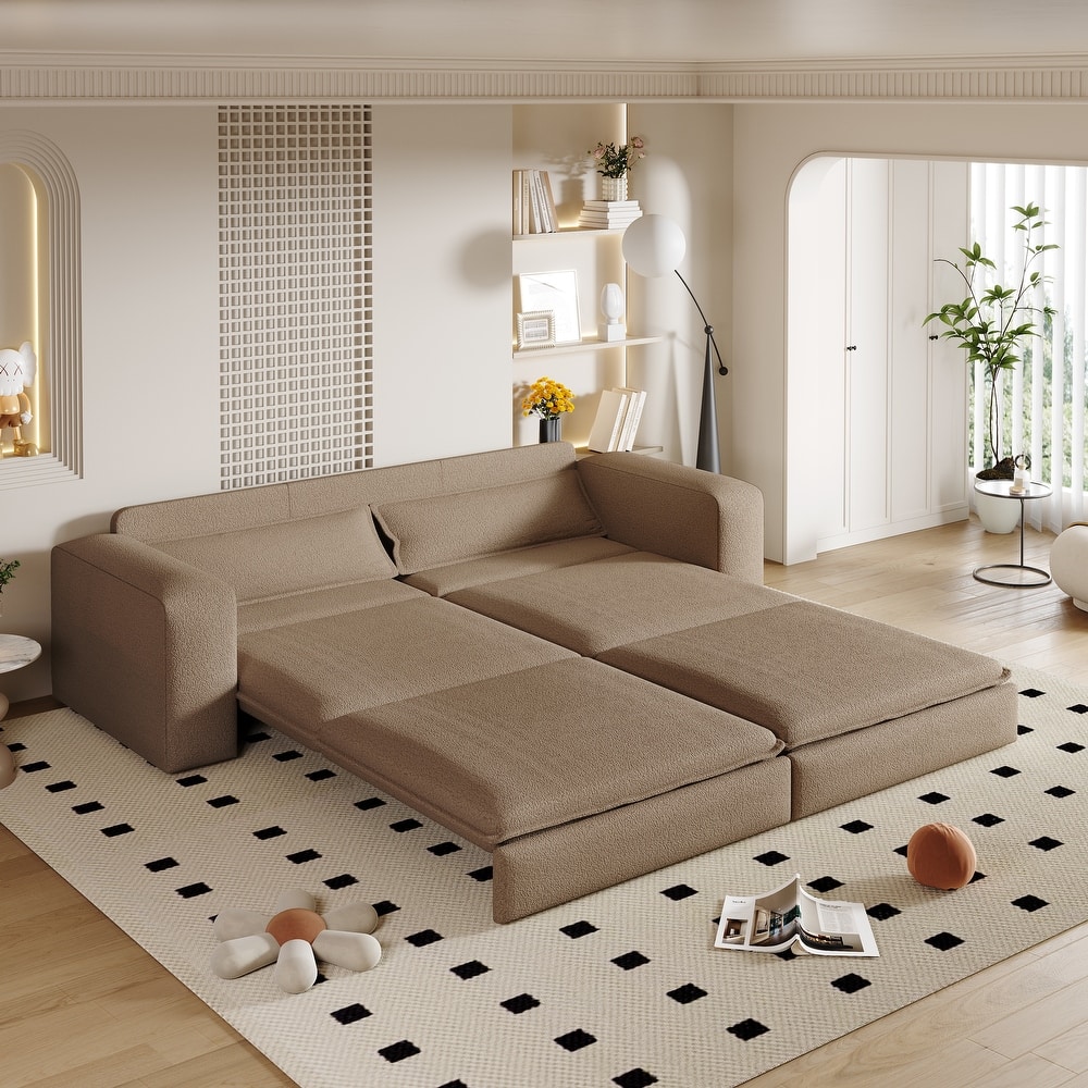 93" King Sleeper Sofa Bed - 3-in-1 Convertible Couch with Chaise Lounge, 2 Pillows, for Living Room, Office