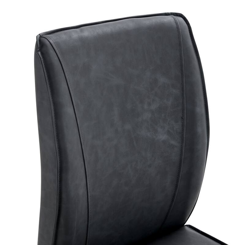 Arched Back Chair Set of 6, Faux Leather Upholstered Dining Chair with Metal Silver Leg, Home Kitchen Chair