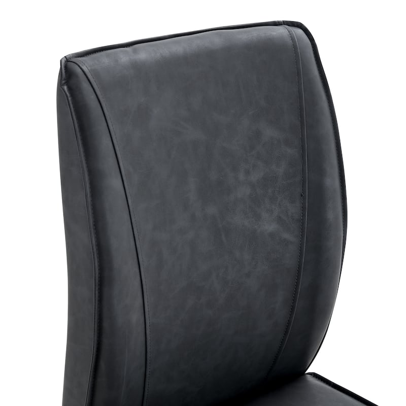 Roomfitters Arch Dining Chairs with Dark Gray PU and Silver Arched Legs, Crazy Horse Texture Set of 2