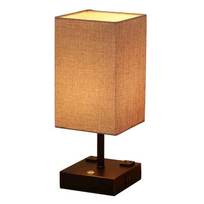 Cedar Hill 15 in. Black Desk lamp with Charging outlet and USB port