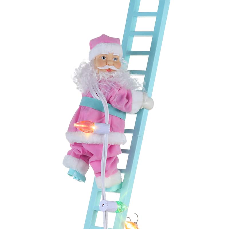 43" Animated Pastel Super Climbing White Santa