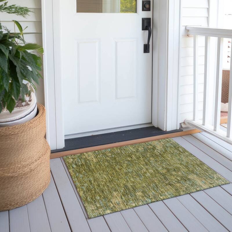Machine Washable Indoor/ Outdoor Traditional Chelsea Chantille Rug - Fern - 1'8" x 2'6"