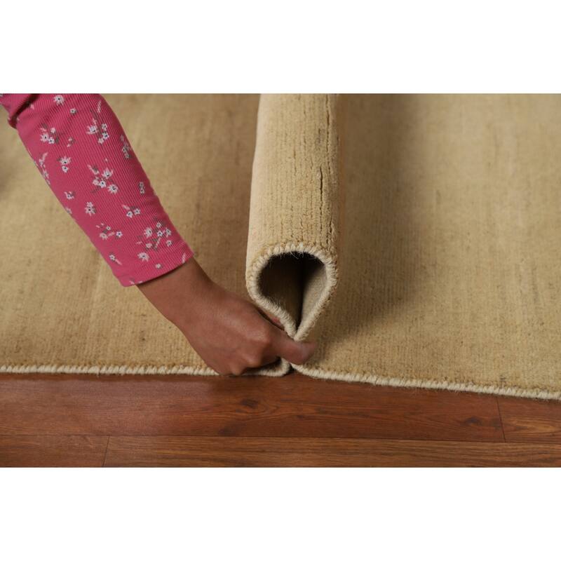 Modern Gabbeh Oriental Rug Hand-Knotted Solid Wool Carpet - 3'5"x 4'11"