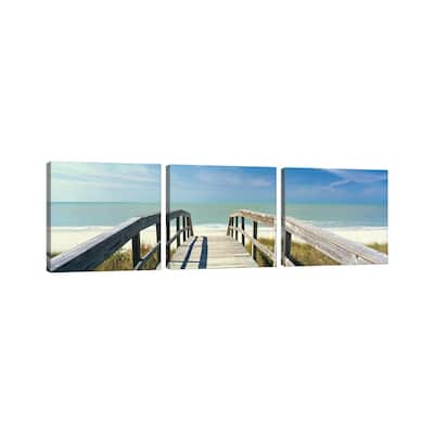 iCanvas "Boardwalk on the beach, Gasparilla Island, Florida, USA" by Panoramic Images 3-Piece Canvas Wall Art Set