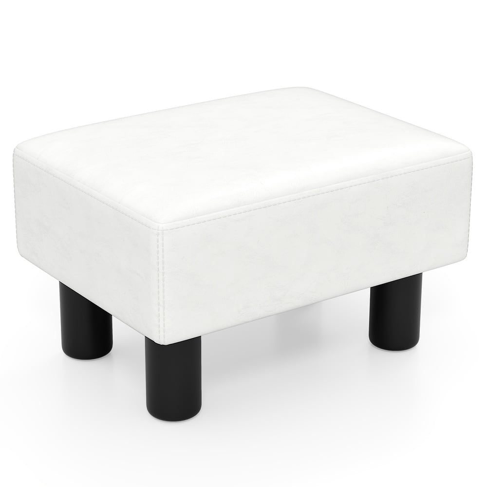 Gymax PU Leather Ottoman Rectangular Footrest Small Stool - See Details