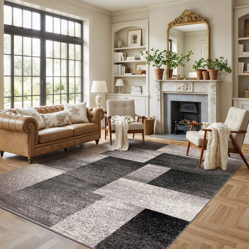 World Rug Gallery Modern Geometric Boxes Area Rug