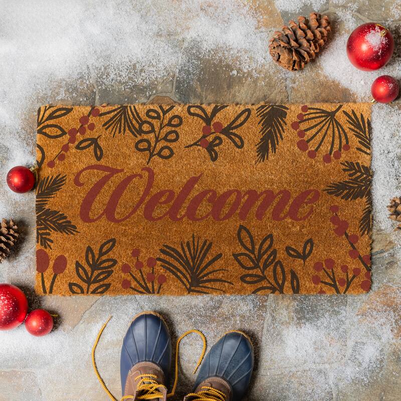 Festive Foliage Coir Door Mat - "Welcome" - 28" x 16"