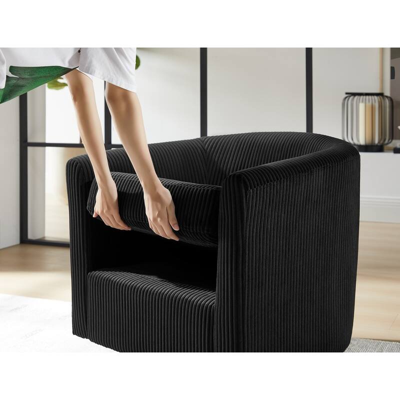 360° Swivel Accent Chair with Ottoman, Barrel Chair with Upholstered