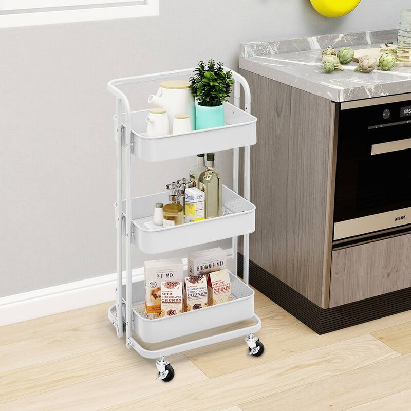 Maypex 3 Tier Foldable Rolling Utility Cart