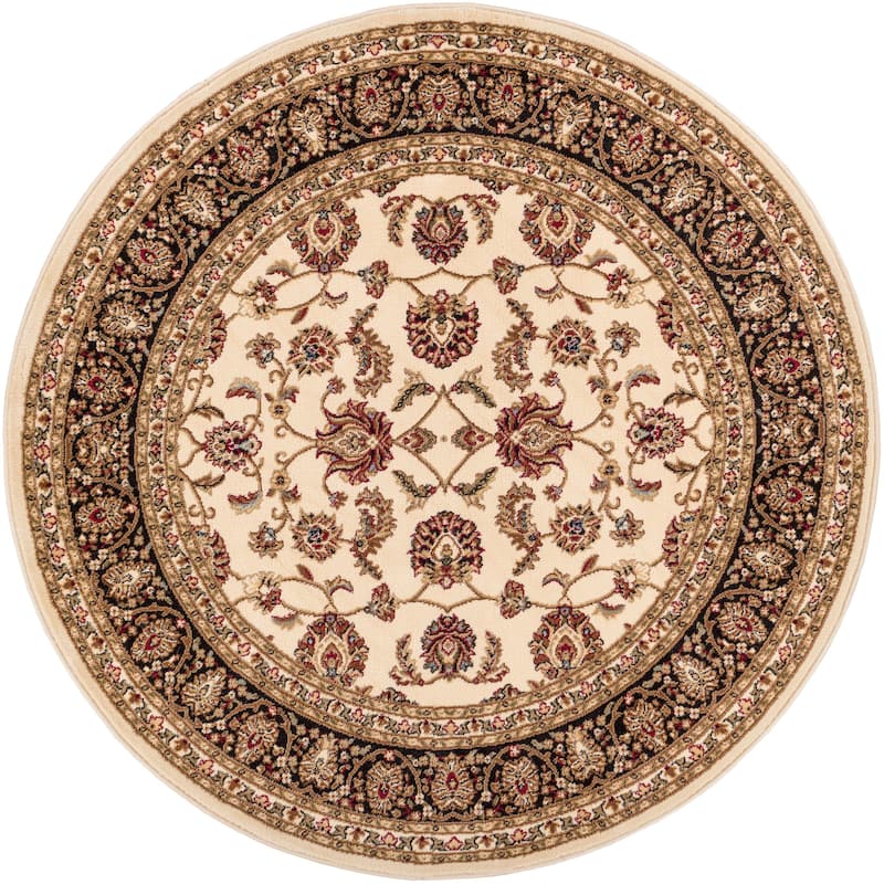 Well Woven Barclay Sarouk Oriental Persian Traditional Area Rug - 7'10" Round - Ivory