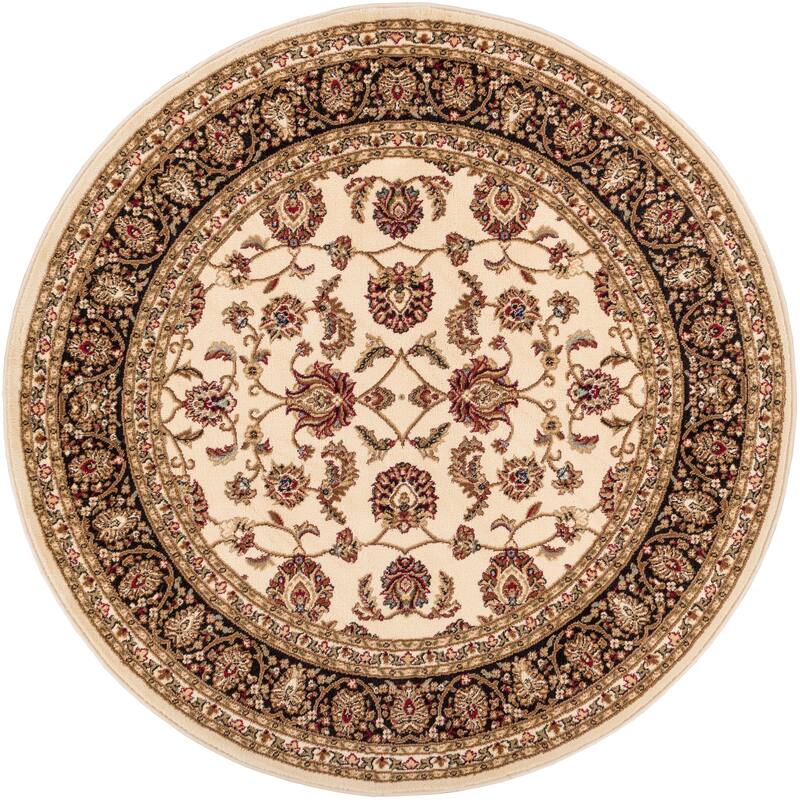 Well Woven Classic Oriental Round Rug - 5'3 - Ivory - Round