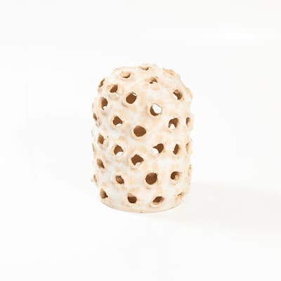 Med Cylinder Object with holes White Ivory 8"X8"x11"- ST - White Ivory - White Ivory