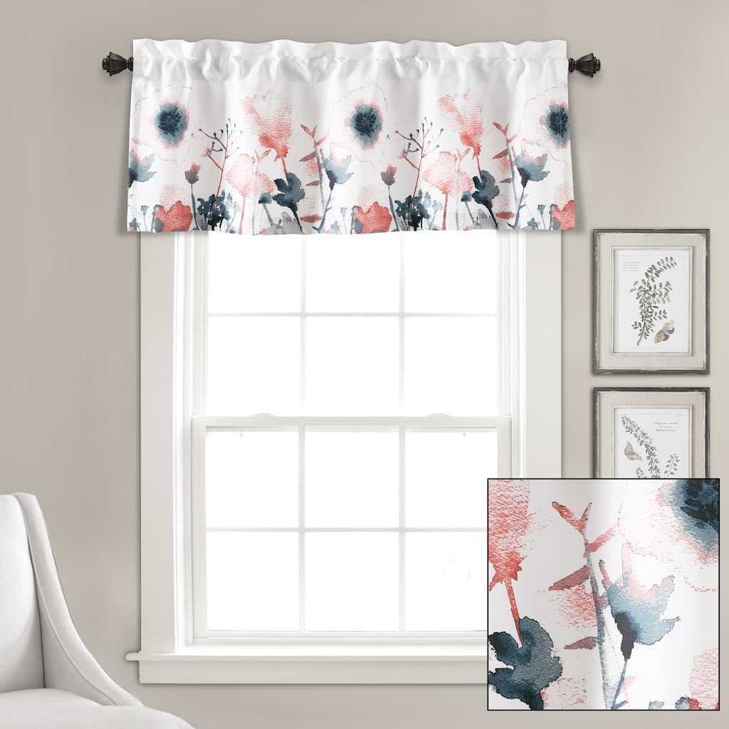 Lush Decor Zuri Flora Light Filtering Window Curtain Valance - 18" x 52"