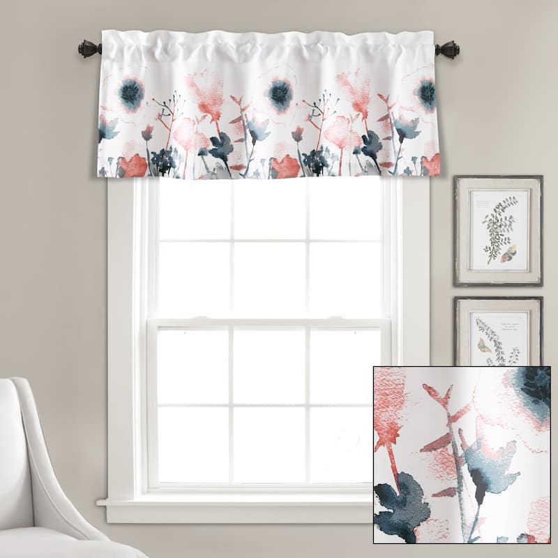 Lush Decor Zuri Flora Light Filtering Window Curtain Valance - 18" x 52"