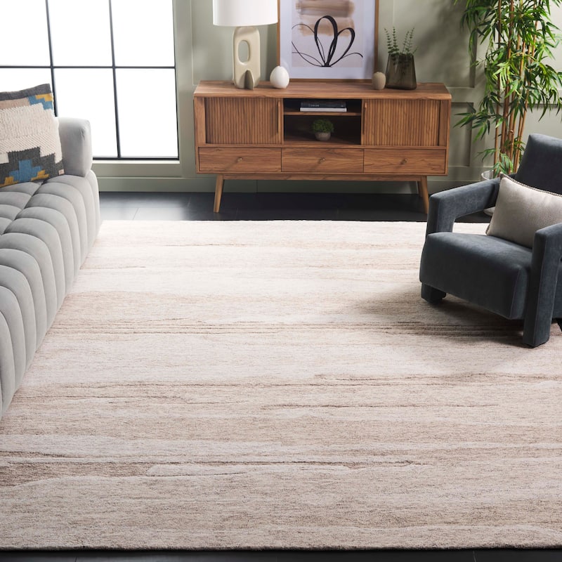 SAFAVIEH Handmade Ebony Barteldina Modern & Contemporary Wool Rug - 8' x 10' - Brown/Ivory