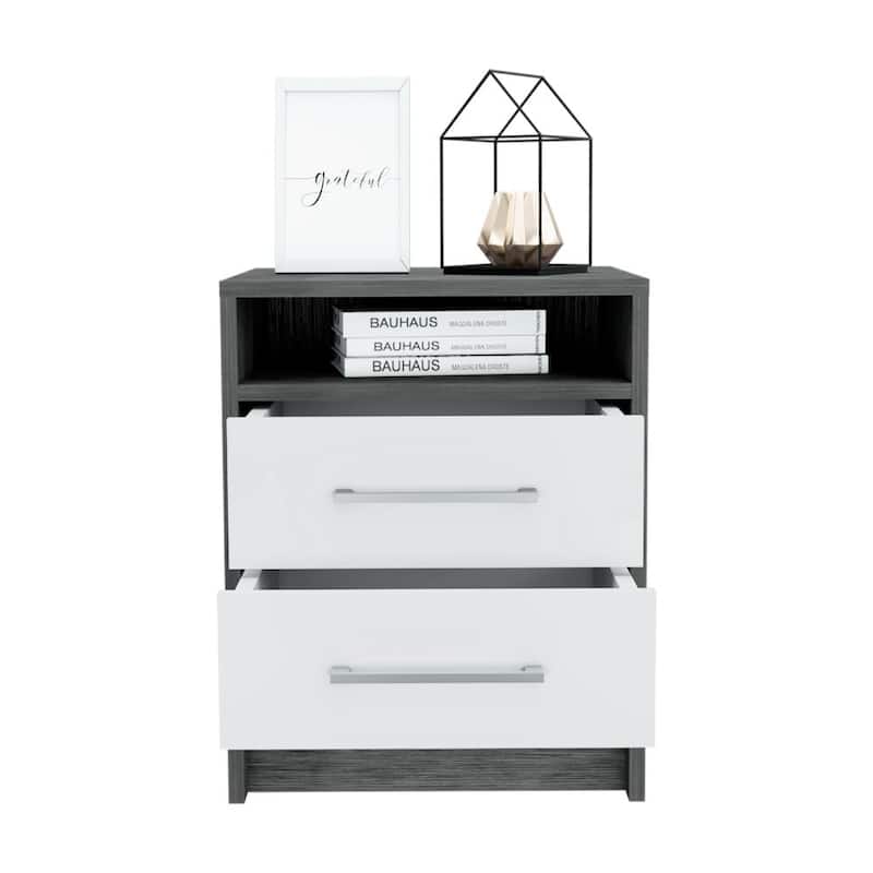 Nightstand 20"H,Two Drawers,Superior Top,Metal Handles,for Bedroom,Hallway,Entryway,Nightstand Bedside Table Furniture