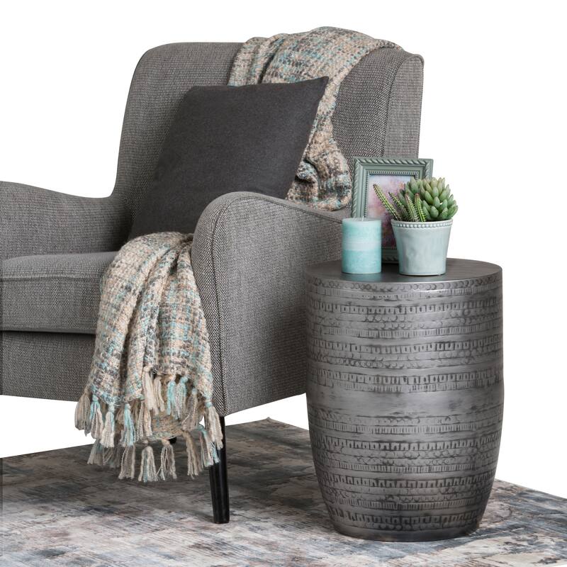 WYNDENHALL Jean 15" Wide Tribal Pattern Metal Accent Table & Assembled - 15"w x 15" d x 20" h