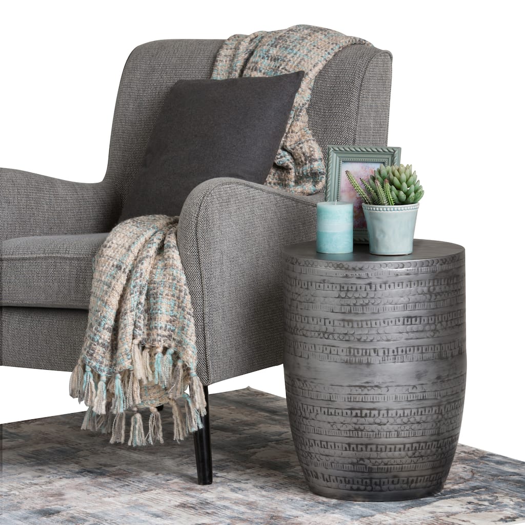 WYNDENHALL Jean 15" Wide Tribal Pattern Metal Accent Table & Assembled - 15"w x 15" d x 20" h