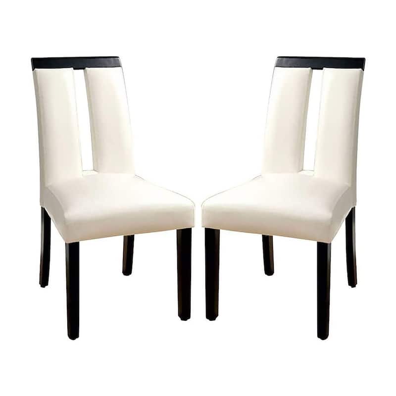 Set of 2 Leatherette Dining Chairs in Black and White - Counter Height