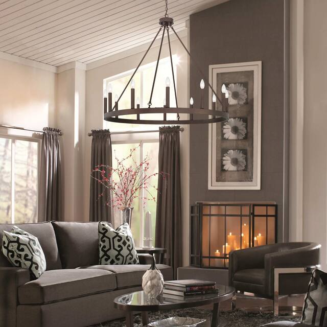 The Gray Barn Highclere 12-light Wagon Wheel Chandelier - 40"x40"x35.93"