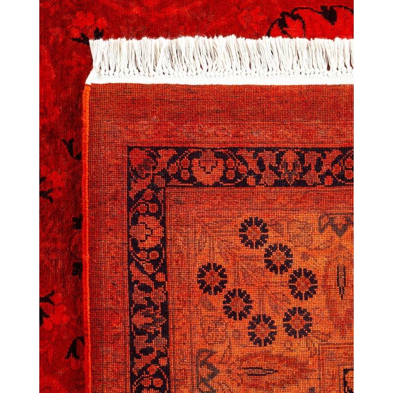 Overton Hand Knotted Wool Vintage Inspired Modern Contemporary Overdyed Orange Area Rug - 6' 1" x 9' 3"