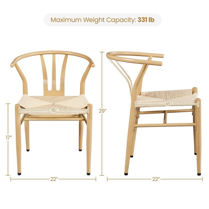 Yaheetech 2PCS Modern Weave Arm Chair With Open Backrest
