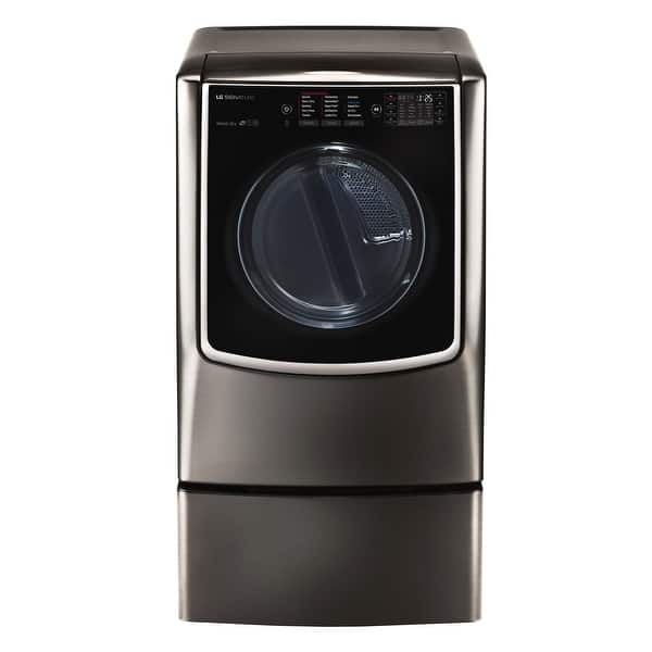 slide 1 of 1, LG DLGX9501K LG SIGNATURE 9.0 Mega Capacity TurboSteam Gas Dryer in Black Stainless Steel