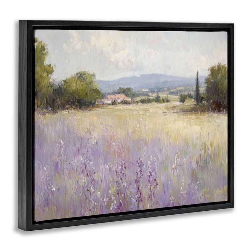 Stupell Lavender Farmland Meadow Framed Floater Canvas Wall Art Design By Petal Prints Design