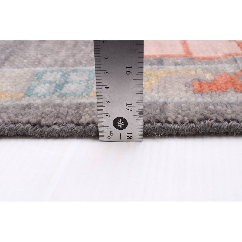 ECARPETGALLERY Hand-knotted Modern Oushak Dark Grey Wool Rug - 9'3 x 12'0