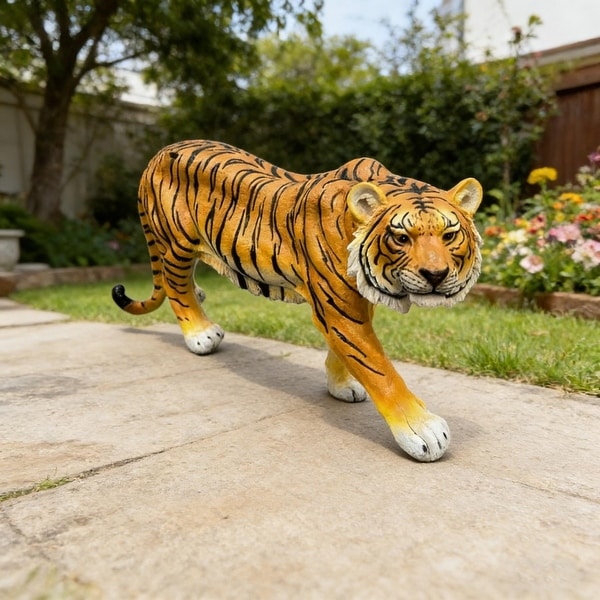GDFStudio - Resin Simulated Tiger Statue Indoor Outdoor Garden