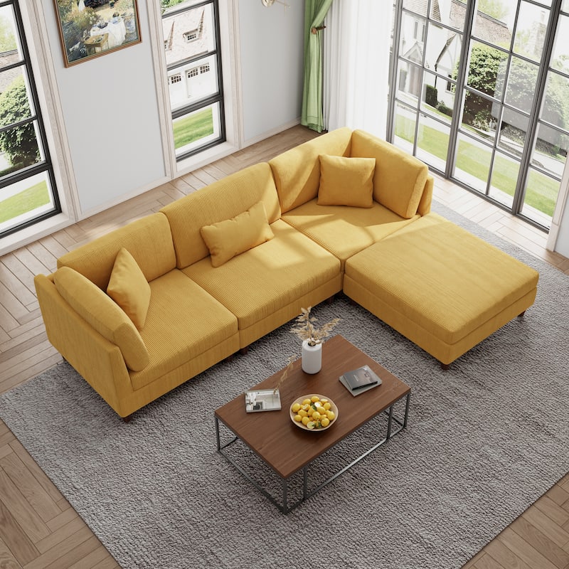 Modern Oversized Modular Corduroy Sectional Sofa Set