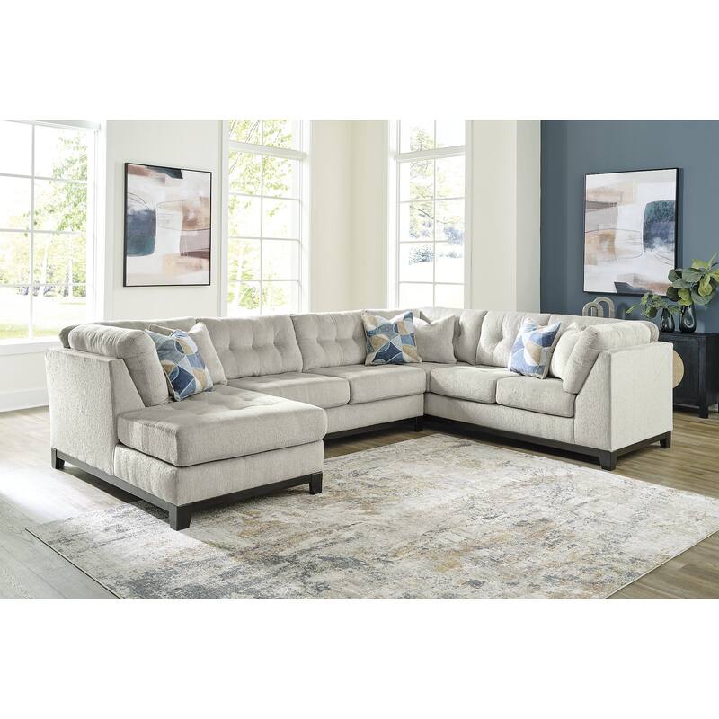 Signature Design by Ashley Maxon Place Light Gray 3-Piece Sectional with Chaise - 140" W x 100" D x 37" H