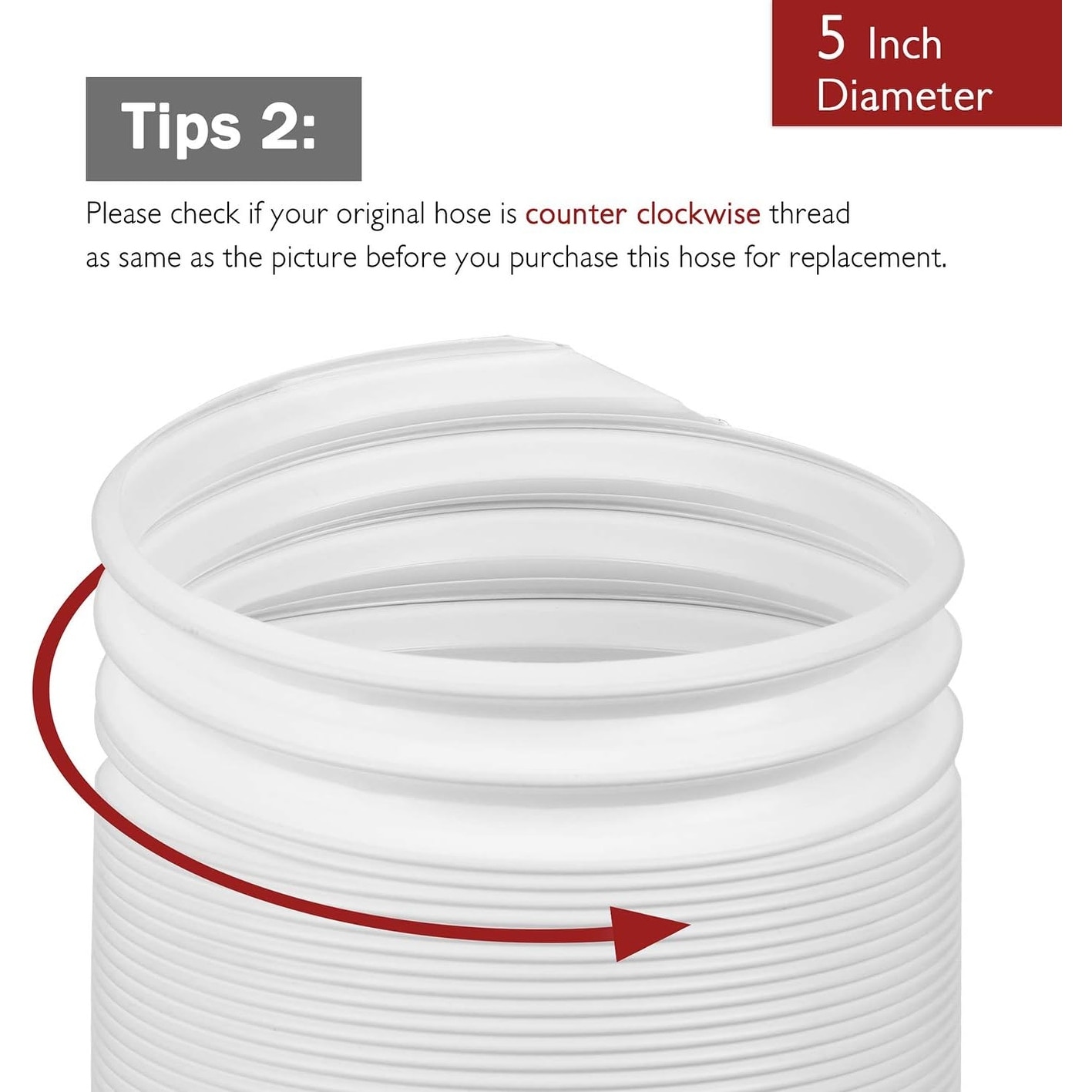 Portable air conditioner 5 top inch exhaust hose