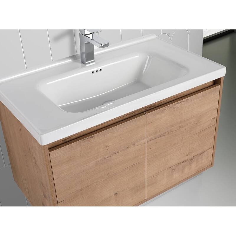 Blossom 32" Floating Bathroom Vanity with Ceramic Sink & Storage