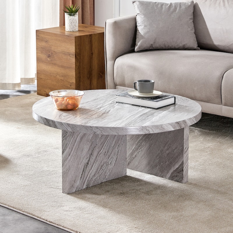 MDF material circular coffee table with texture