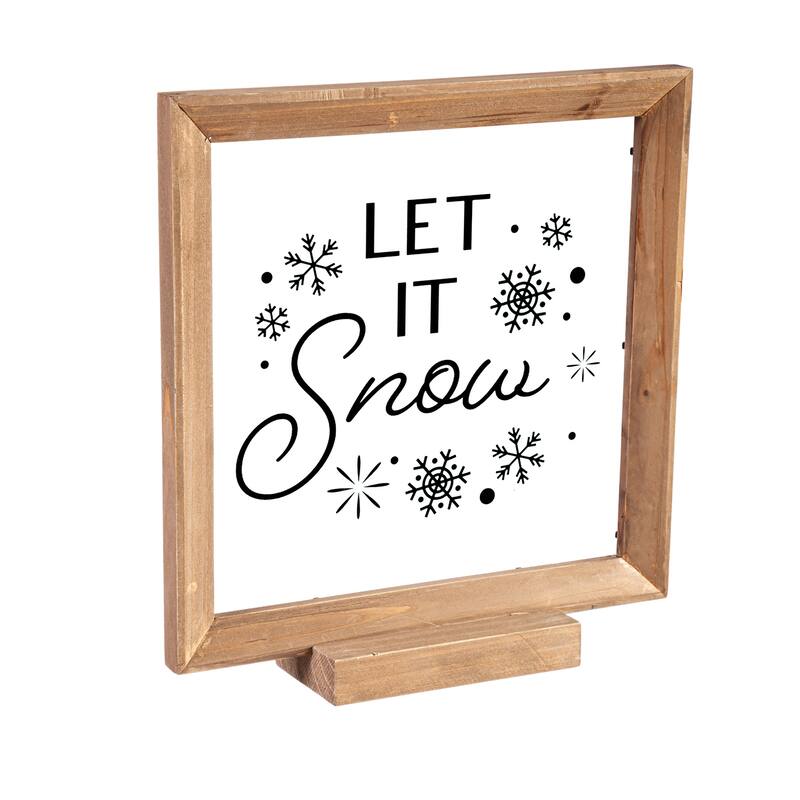 Wood Framed Decor, Set of 3 "Season's Greetings" "Peace on Earth" "Let it Snow"
