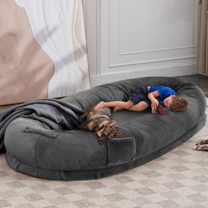 Mixoy Human Dog Bed,Giant Dog Bean Bag,Floor Nap Bed - Dark Grey - Twin XL
