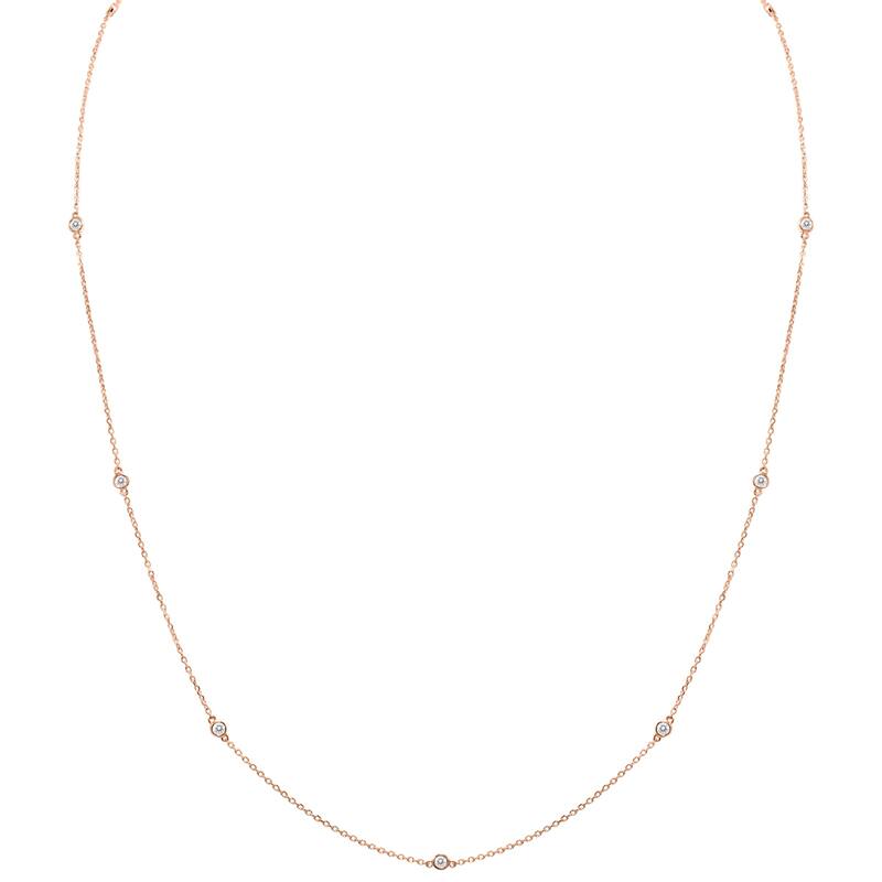 Marquee 1/4 Carat TW Bezel Set Diamond Station Necklace in 14K Rose Gold