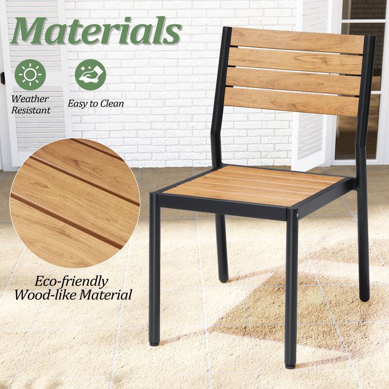Pellebant 7/9PC Outdoor Rectangle Aluminum Dining Table with Stackable Chairs