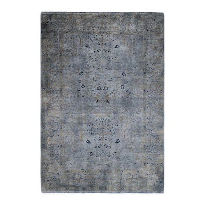 Overdyed, One-of-a-Kind Hand-Knotted Area Rug - Gray - 4' 7" x 6' 8"