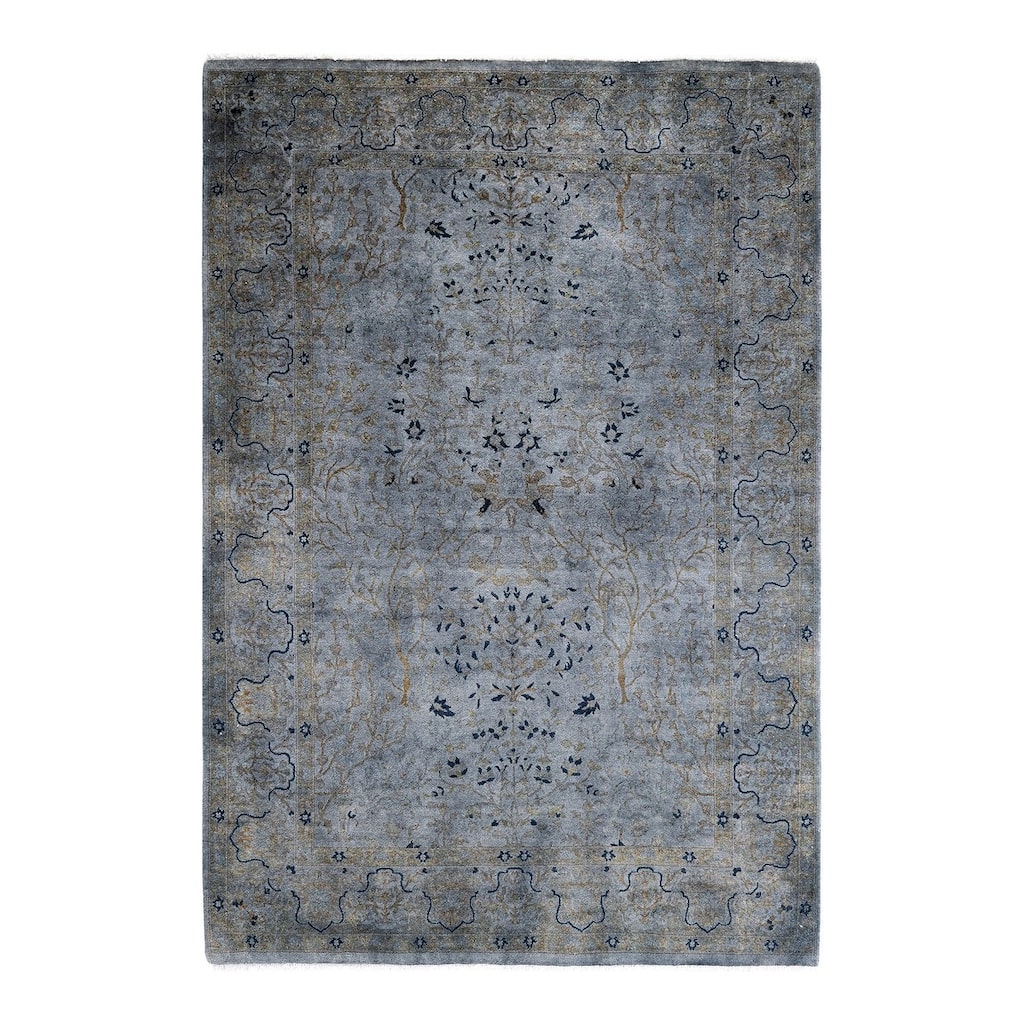 Overdyed, One-of-a-Kind Hand-Knotted Area Rug - Gray - 4' 7" x 6' 8"