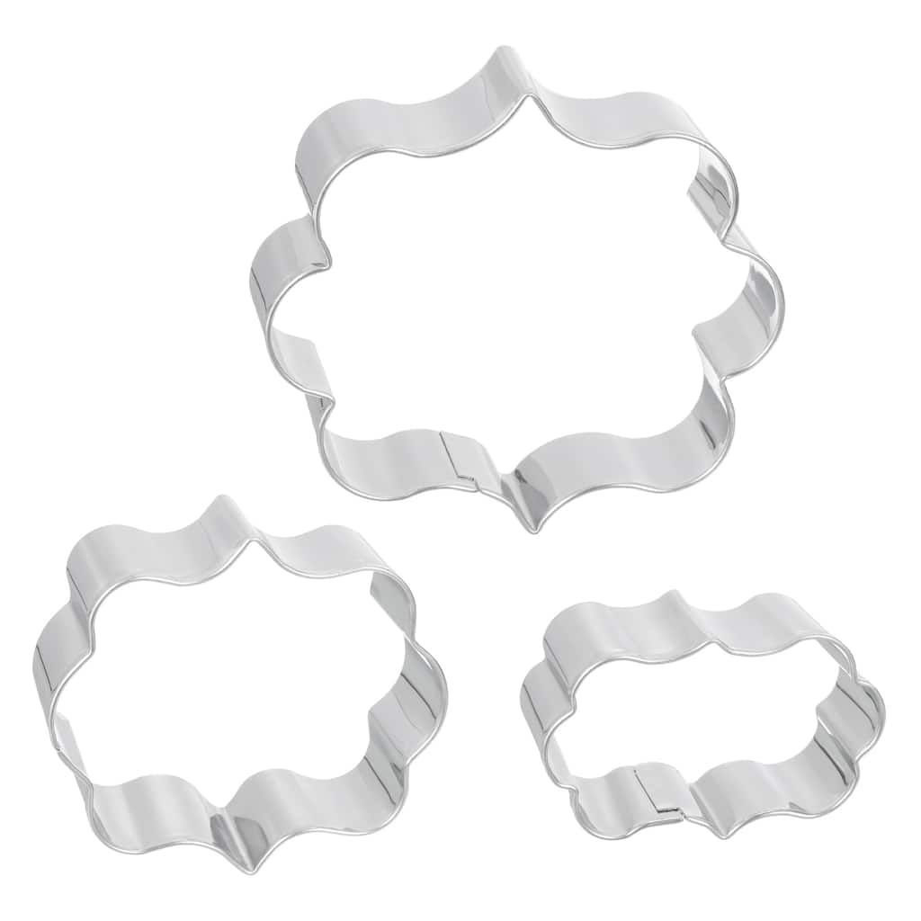 Cookie Cutter Set Large and Medium and Small 3 Piece Set - Silver