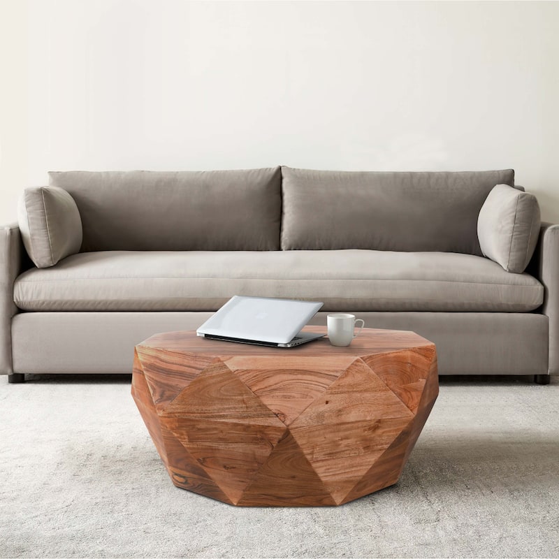 Bon 33 Inch Diamond Shape Acacia Wood Coffee Table With Smooth Top, Dark Brown - Acacia